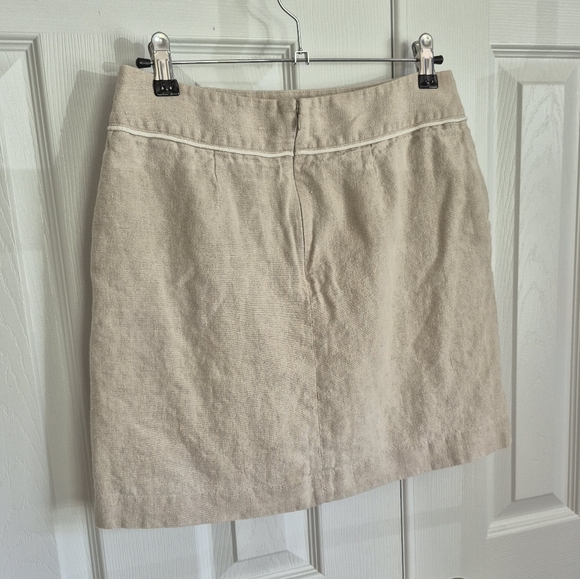 Loft Oatmeal Light Tan Neutral Color Linen Short Skirt Women's‎ 2 - Picture 5 of 12